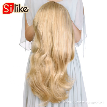 Silike 24 Inch Half Wig Blond Ombre Color Clip In Synthetic Curly Wave  Hair Extension Free Sample Hair Bundles Wig